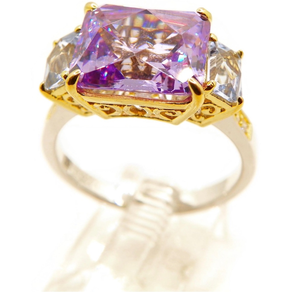 Designer Lavender Ice and Blue Topaz Ring Size 8